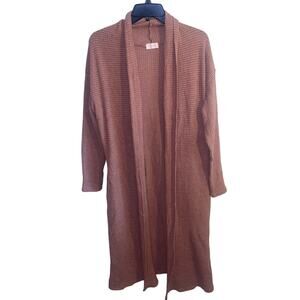 Womens Small Pink Lily Waffle Knit Cardigan With Pockets Pink